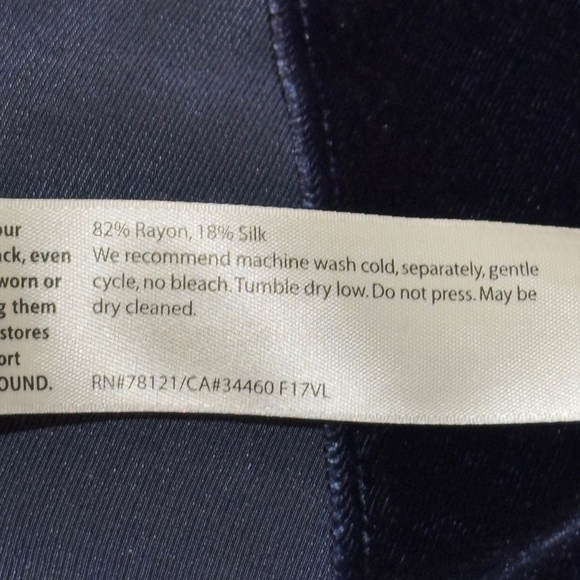 Eileen Fisher Mandarin Collar Velvet Tunic Button Shirt Sz M Navy Holiday Party - Picture 13 of 15